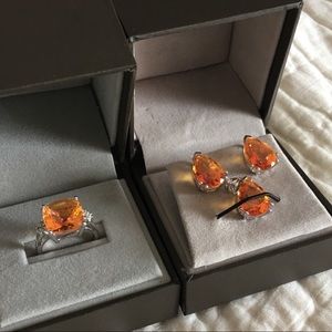 Padparadscha Quartz & sterling set